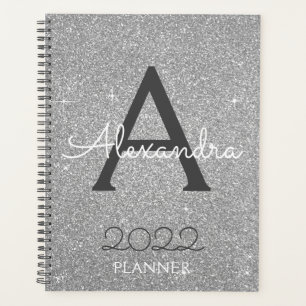 2022 Zilveren Glitter Glans Monogram Planner
