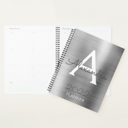 2022 Zilveren Metallic Monogram Modern Planner (Display)