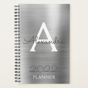 2022 Zilveren Metallic Monogram Modern Planner
