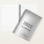 2022 Zwart Zilver Glitter Meisjesachtig Monogram Planner (Display)
