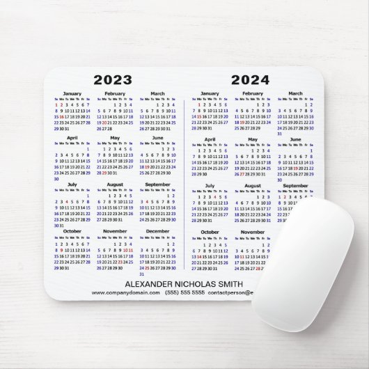 2023 - 2024 Calendar Minimalist Custom Muismat (Met muis)