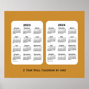2023-2024 Gold 2 Year Wall Calendar van Janz Poster