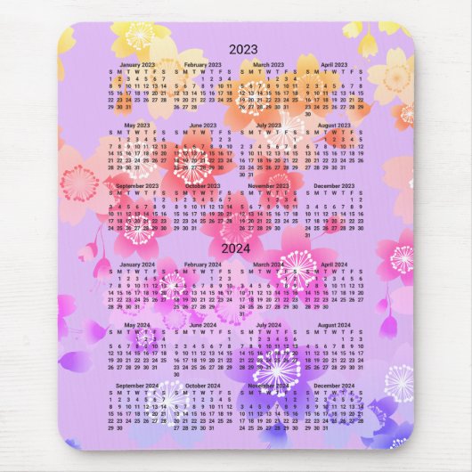 2023 - 2024 Mini Calendar SUNDAY Start SAKURA Muismat (Voorkant)