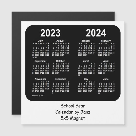 2023-2024 Schoolkalender voor zwart-wit door Janz (Voorkant / Achterkant)