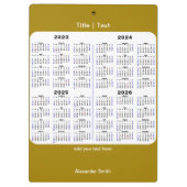 2023-2026 Calendar Gold Glitter Script Full Photo Klembord (Achterkant)