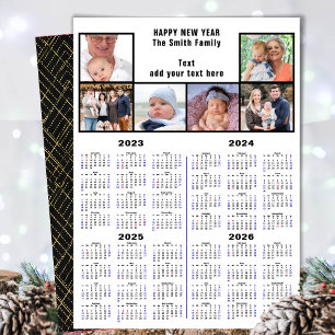 2023 - 2026 Kalenderfotocollage modern script Feestdagenkaart