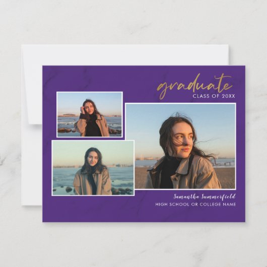 2023 Afstudeerfoto Collage Paarse Script Grad (Voorkant)