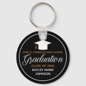 2023 Afstuderen Black Gold Custom School Monogram Sleutelhanger (Voorkant)
