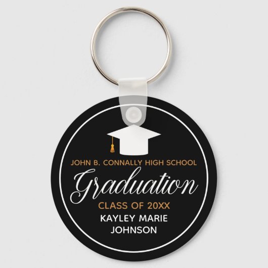 2023 Afstuderen Black Gold Custom School Monogram Sleutelhanger (Voorkant)
