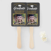 2023 Afstuderen Chalkboard Gold Glitter Foto Handwaaier (Voorkant en achterkant)
