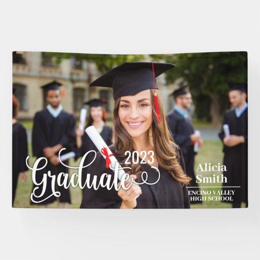 2023 Afstuderen Fotosjabloon voor middelbare schoo Spandoek (Horizontaal)