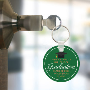 2023 Afstuderen Green Gold Custom School Monogram Sleutelhanger