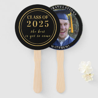 2023 Afstuderen Inspirerend Foto Gold Black Handwaaier