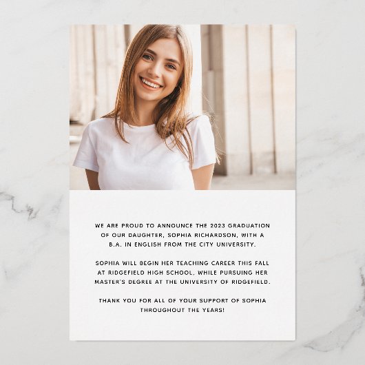 2023 Afstuderen | Moderne indeling voor meerdere f Folie Uitnodiging (Achterkant)