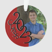 2023 Afstuderen Rode Klasse Foto Ornament (voorkant)