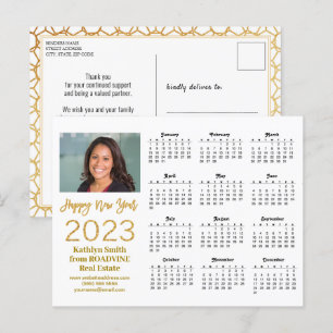 2023 Agenda Business Modern Gold Script-foto Briefkaart