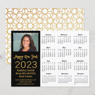 2023 Agenda Business Modern Gold Script-foto Feestdagenkaart