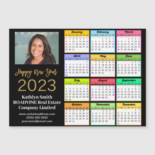 2023 Agenda Business Modern Script Photo Magnet (Voorkant)