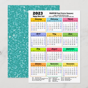 2023 Agenda Mint Green Glitter Moderne Business Feestdagenkaart