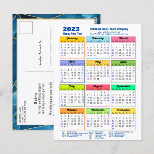2023 Agenda Modern Geometric Blue Business Briefkaart