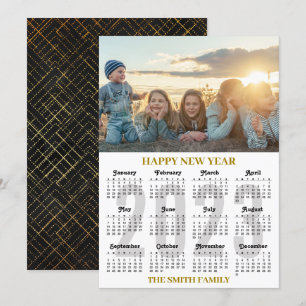 2023 Agenda - Moderne Gold- en zwarte-scriptfoto Feestdagenkaart