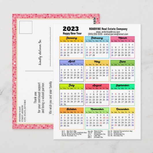 2023 Agenda roze Glitter Moderne Script Business Briefkaart (Voorkant / Achterkant)