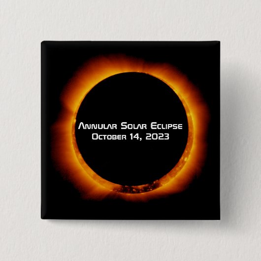 2023 Annulaire Zonsverduistering Vierkante Button 5,1 Cm (Voorkant)
