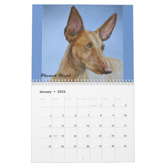 2023 Art Calendar (Sighthound Dog) Kalender (Jan 2026)