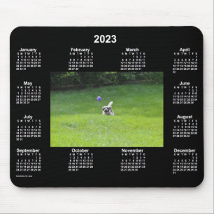 2023 Ball-spelenderkalender met Dog Neon-foto van Muismat