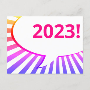 2023 briefkaart met komische zeepbel