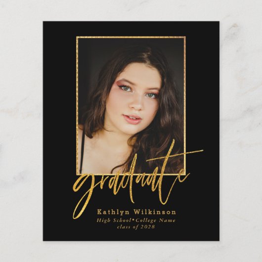 2023 BUDGET Elegant Gold Script Afstudeerder Invit Flyer (Voorkant)