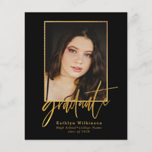 2023 BUDGET Elegant Gold Script Afstudeerder Invit Flyer