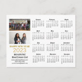 2023 Business Photo Modern Gold Script Calendar Briefkaart (Voorkant)