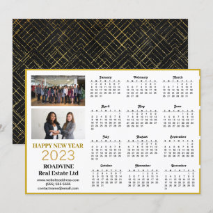 2023 Business Photo Modern Gold Script Calendar Feestdagenkaart