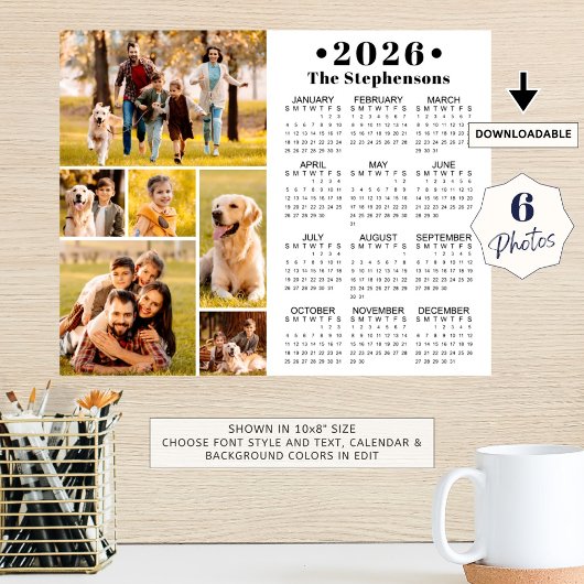 2023 Calendar 6 Photo Collage Personalized Poster