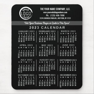 2023 Calendar Black Custom Business Logo Name Easy Muismat