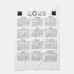 2023 Calendar Black Fabric Font Line Art Sewing Theedoek