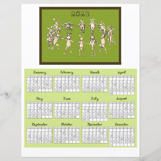 2023 Calendar Fabric Font Rabbits Dancing (Voorkant)