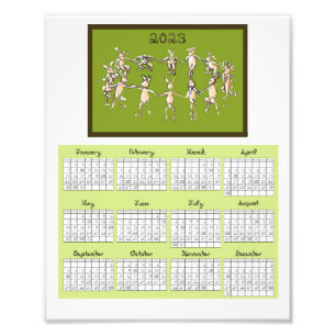 2023 Calendar Fabric Font Rabbits Dancing Photo Pr Foto Afdruk