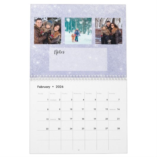 2023 Calendrier 3 Photos par mois et Notes Section (Feb 2026)