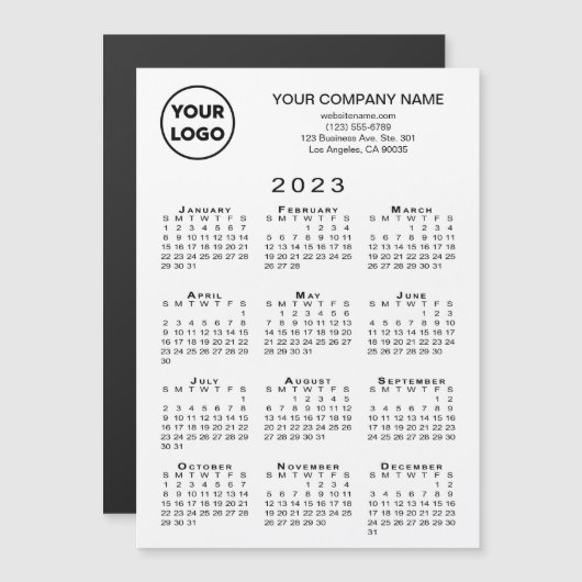 2023 Calendrier Business Logo Texte Blanc Magnet C (Devant / Derrière)