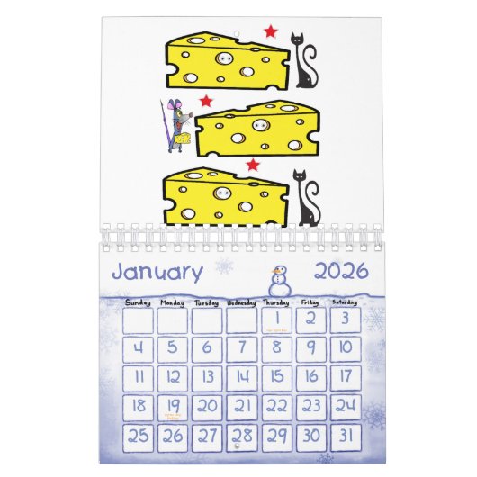 2023 Calendrier Cheesy Mouse Année Fromage (Jan 2026)