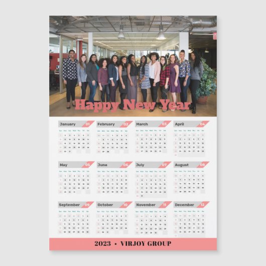 2023 Calendrier Entreprise Photo Rose Gold Magnet (Devant)