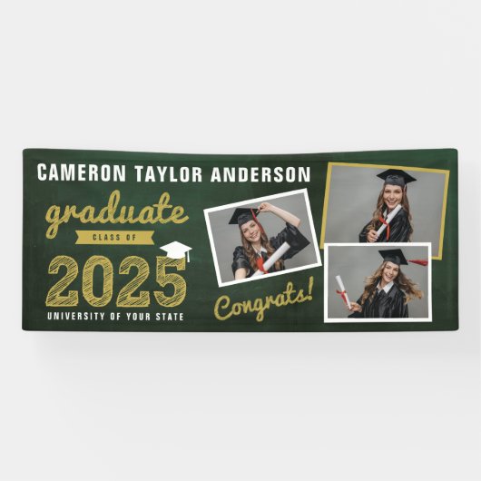 2023 Chalkboard Schets 3 Foto Collage Afstudeerder Spandoek (Horizontaal)