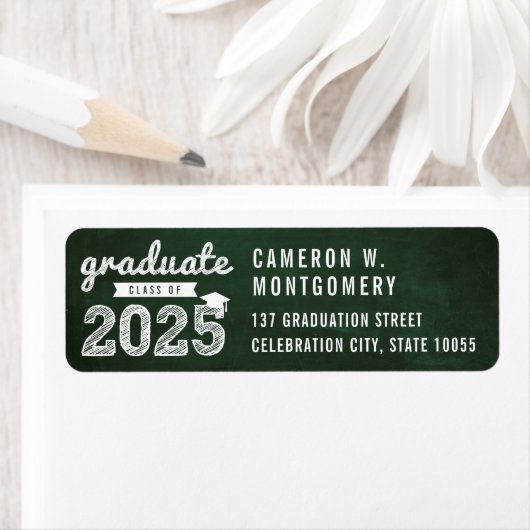 2023 Chalkboard Schets Modern Afstuderen Adres Etiket (Insitu)