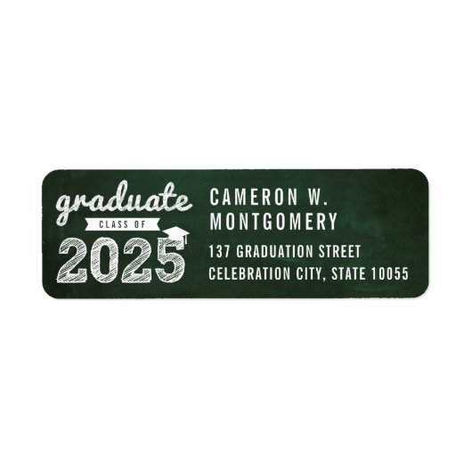 2023 Chalkboard Schets Modern Afstuderen Adres Etiket (Voorkant)