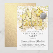 2023 Champagne Balloons Glitter Kaart (Voorkant / Achterkant)