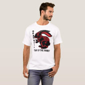 2023 Chinees jaar van de konijn, zwart rood T-shirt (Voorkant volledig)