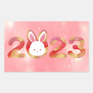 2023, Chinees nieuwjaar, konijn Rechthoekige Sticker