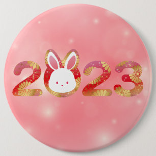 2023, Chinees nieuwjaar, konijn Ronde Button 6,0 Cm